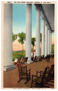 Vintage Postcard Front Veranda Robert E. Lee Hall Blue Ridge NC