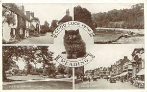 READING BERKSHIRE UK GOOD LUCK MULTI PHOTO POSTCARD c1930s