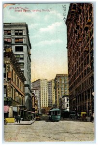 1909 Broad Silver Looking North Streetcar Exterior View Atlanta Georgia Postcard