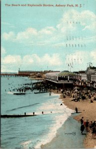 Vtg 1910s The Beach and Esplanade Review Asbury Park New Jersey NJ Postcard