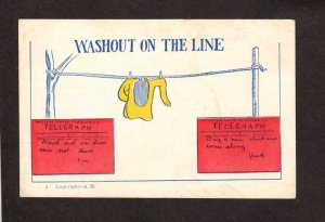 Comic Postcard Washout On Clothes Line Clothing Telegram Western Union Postcard