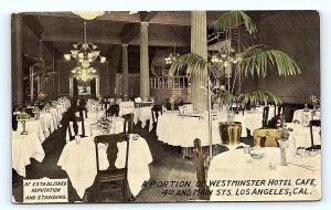 LOS ANGELES, CA California ~ WESTMINSTER HOTEL CAFE c1910s Roadside Postcard
