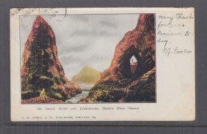 OREGON, ARROW POINT & LIGHTHOUSE, HECETA HEAD, 1905 ppc., used.