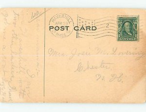 Pre-Linen comic WIFE HITTING HUSBAND WITH BROOM WHEN HE GETS HOME HL2749