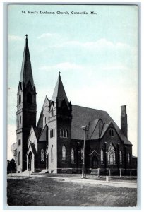 c1910 St. Paul's Lutheran Church Chapel Exterior Concordia Missouri MO Postcard