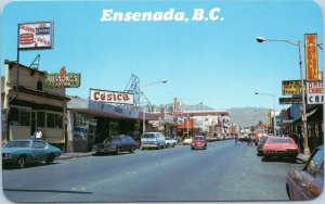 Mexico postcard - Ensenada Street Scene - 1970s