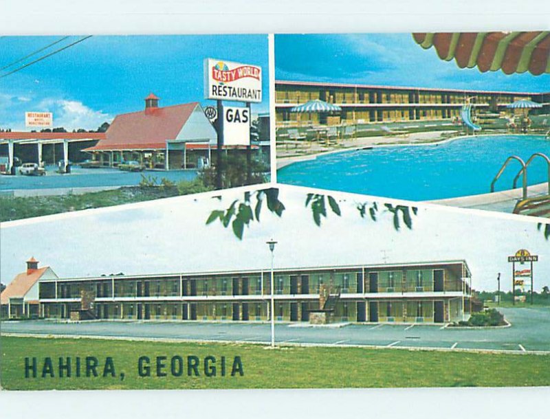 Pre-1980 GAS STATION BY RESTAURANT AND MOTEL Hahira by Adel & Valdosta GA AE0014