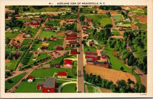 Vtg Weaverville North Carolina NC Aerial City View 1930s Unused Linen Postcard