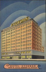 Minneapolis Minnesota MN Hotel Dyckman c1930s-40s Linen Postcard