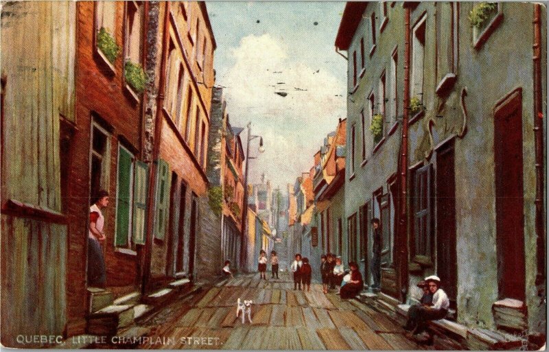 Tucks 2557 Quebec Little Champlain Street Vintage Postcard C78