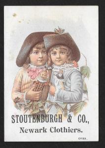 VICTORIAN TRADE CARD Stoutenburgh & Co Newark Clothiers