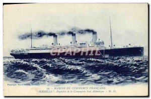 Old Postcard Boat Commercial Marine Massilia Cruise the South Atlantic company