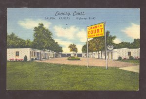 SALINA KANSAS CANARY COURT MOTEL VINTAGE LINEN ADVERTISING POSTCARD