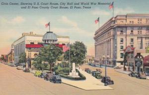 Texas El Paso Civic Center Showing Court House City Hall & World War Memorial...