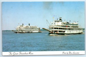 MEMPHIS, TN ~ Mississippi River GREAT STEAMBOAT RACE 1979 ~ 4x6 Postcard