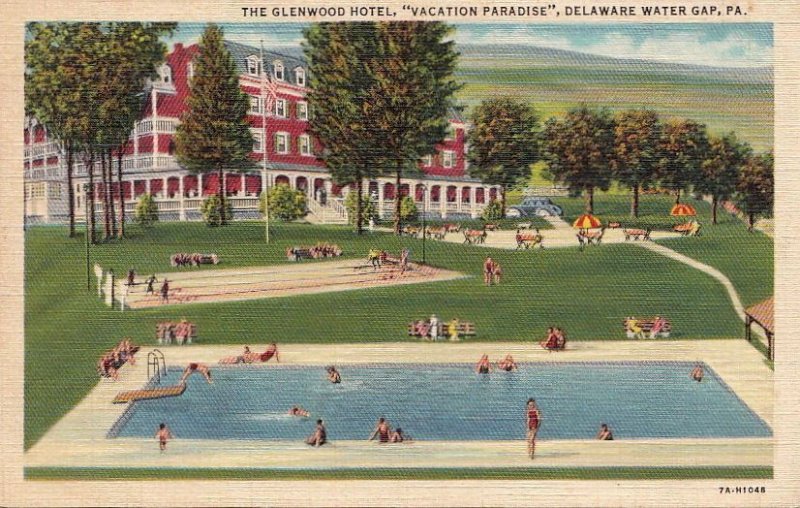 Postcard The Glenwood Hotel Vacation Paradise Delaware Water Gap PA