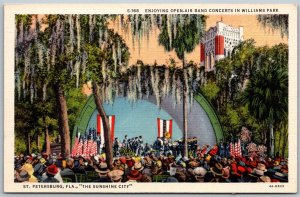 St. Petersburg Florida 1940s Postcard Concert Band In Williams Park