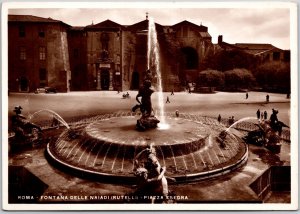 Roma Fontana Delle Naiadi (Rutelli) Piazza Esedra Italy Real Photo RPPC Postcard