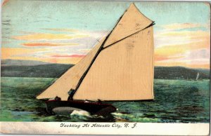 Yachting at Atlantic City, NJ Silk Sails Embossed c1908 Vintage Postcard F48