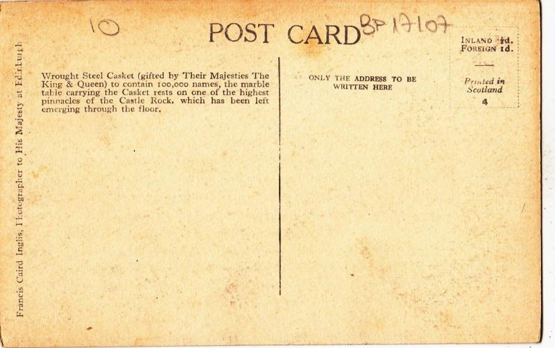 BF17107 scottish national war memorial  shrine united kingdom front/back image