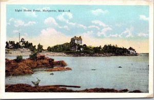 View of Light House Point, Marquette MI Vintage Postcard Q68