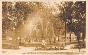 Lamont IA Park Water Fountain Real Photo Postcard