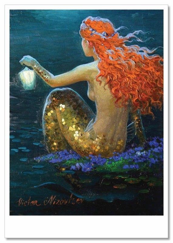 Fantasy Girl Mermaid by Victor Nizovtsev NEW Russian Modern Postcard