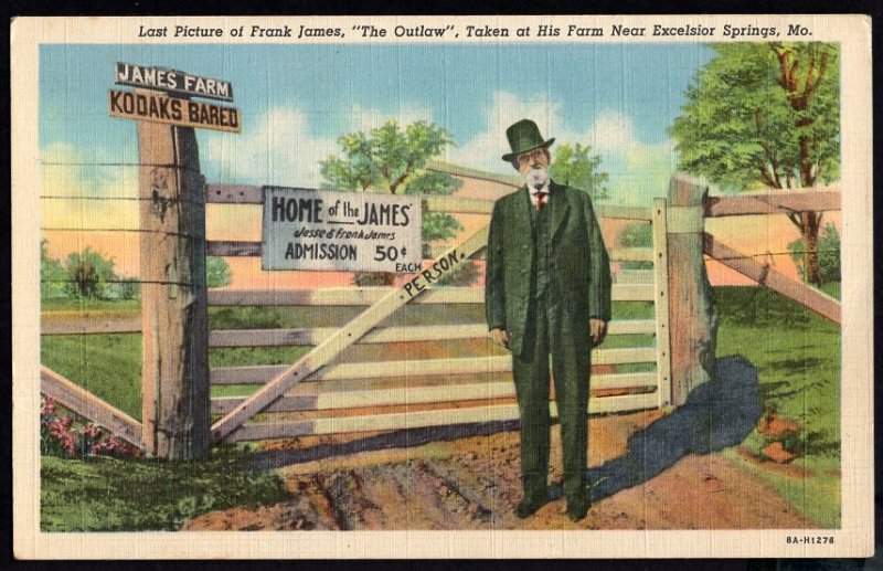 MO EXCELSIOR SPRINGS Last Picture of Frank James The Outlaw at his farm - LINEN