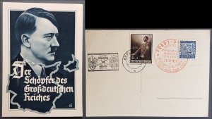 GERMANY THIRD 3rd REICH ORIGINAL NAZI POSTCARD ADOLF HITLER THE GREATER REICH