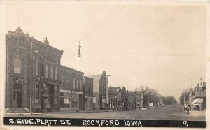 H93/ Rockford Iowa RPPC Postcard c1910 South Side Platt St Stores 153