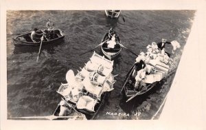 US33 postcard Spain Madeira ship boats lifeboat real photo british expedition