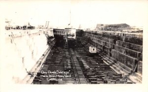 Mare Island Navy Yard California Dry Dock Vallejo Real Photo Postcard AA91941