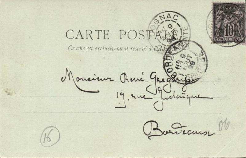 france, COGNAC, Jardin de l'Hotel de Ville (1899) Stamp