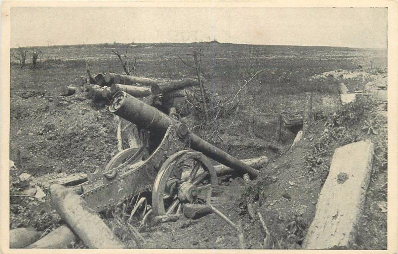 WW1 First World War battlefield atrocities destroyed french cannon battery