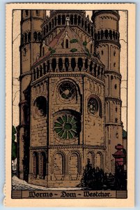 Rhineland-Palatinate Germany Postcard Worms Cathedral Westchor c1940's