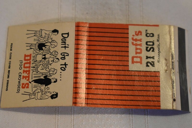 Duff's Minneapolis Minnesota 30 Strike Matchbook