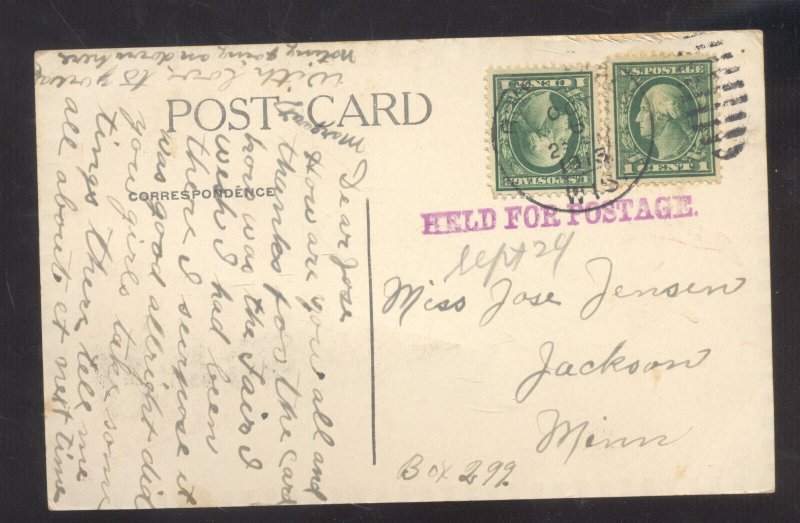 RIVER FALLS WISCONSIN FELT PENNANT TO JACKSON MINNESOTA VINTAGE POSTCARD