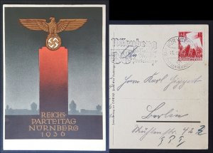 GERMANY THIRD 3rd REICH ORIGINAL PROPAGANDA CARD REICHSPARTEITAG NÜRNBERG 1936