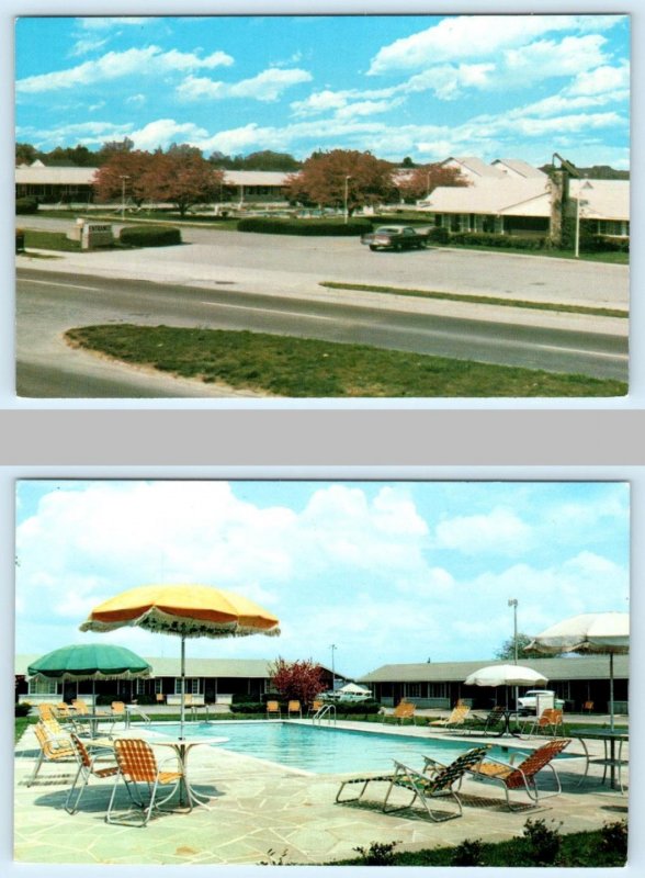 2 Postcards MANCHESTER, Tennessee TN ~ Roadside CUMBERLAND MOTEL Coffee County