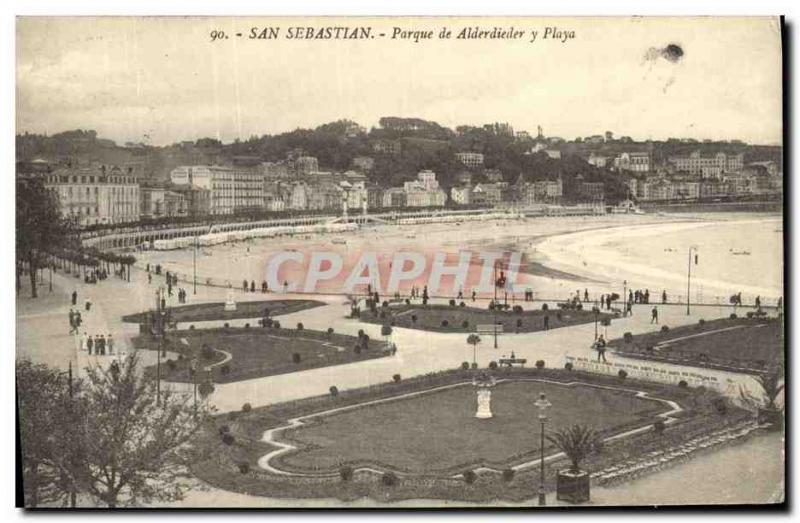 Old Postcard San Sebastian Parque y Playa Alderdieder