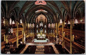 Notre Dame Church Montreal Canada Parish Interior View Postcard