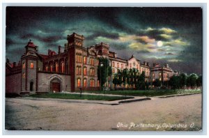 Columbus Ohio OH Postcard Ohio Penitentiary Building Moonlight Night View