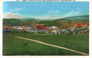 Vintage Postcard West Virginia Pulp & Paper Mills Mountains Covington Virginia