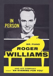 Ca 1950'S FOLD OUT FLYER OF ROGER WILLIAMS, MR PIANO, FAIRFIELD CT 