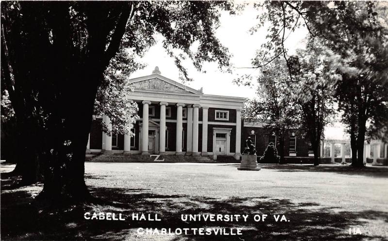 A85/ Charlottesville Virginia Postcard RPPC Cabell Hall University Virginia c40s