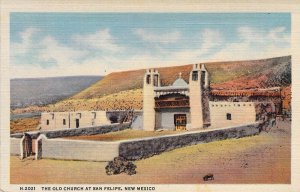 Fred Harvey H-2021,Old Church at San Felipe, NM, New Mexico, Old Postcard