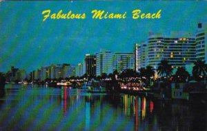 Florida Miami Beach At Night Looking North Along Indian River From 41st Stree...