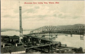 Mississippi River Looking West, Winona MN Vintage Postcard E52