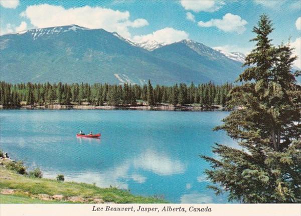 Canada Jasper Canoeing On Lac Beauvert