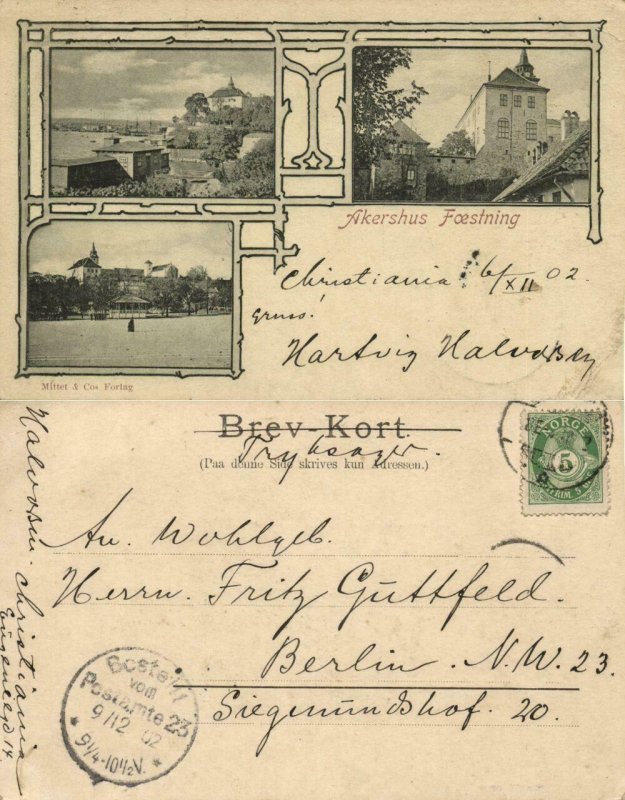 norway norge, CHRISTIANIA, Akershus Festning (1902) Postcard